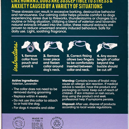 ALZOO Calming Collar for Dogs, Helps Calm Pets During Thunder, Fireworks, Separation Anxiety & More, Effective Up to 4 Weeks, 100% Plant-Based Active Ingredients