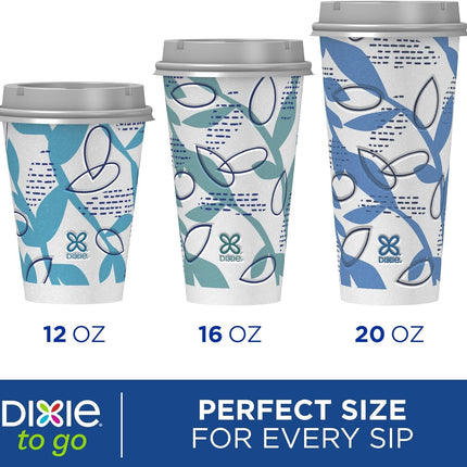 Dixie To Go Paper Coffee Cups With Lids, 12 oz, 66 ct, Disposable Insulated Paper Cups for On-The-Go Hot or Cold Beverages