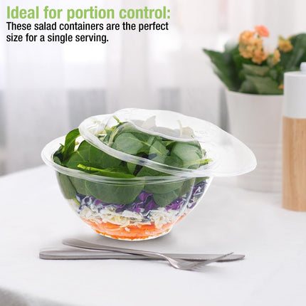 Ruthy's Outlet Plastic Salad Bowls W/Airtight Dome Lids Disposable - Clear Serving Bowls | BPA-Free | Leak-Proof | Meal Prep, Catering, Parties, Takeout, To-Go & Food Storage (50 Pack, 24, Ounce)