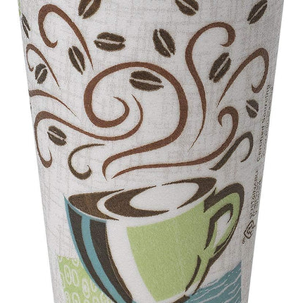 Dixie PerfecTouch WiseSize Coffee Design Insulated Paper Cup, 16oz Cups and Lids Bundle (16 oz, 50 Cups, 50 Lids)