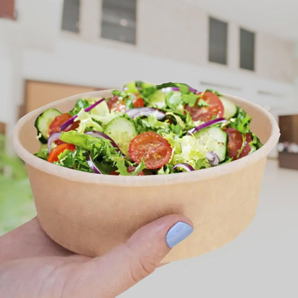 Ruthy's Outlet Kraft Salad Bowls W/Clear Lids – Disposable Paper Salad Containers, Eco-Friendly | Leak-Resistant | Microwave Safe – Ideal for Meal Prep, To-Go Orders & Catering (25, 16 oz)