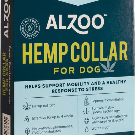 ALZOO Premium Hemp 2-in-1 Mobility & Calming Collar for Dogs, Helps Support Mobility & A Healthy Response to Stress for Up to 4 Weeks, Waterproof