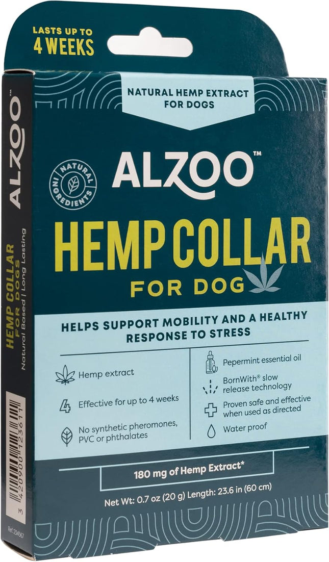 ALZOO Premium Hemp 2-in-1 Mobility & Calming Collar for Dogs, Helps Support Mobility & A Healthy Response to Stress for Up to 4 Weeks, Waterproof
