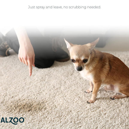 ALZOO Stain & Odor Remover, Quickly Lifts & Dissolves Pet Stains & Helps Eliminate Odors, 100% Plant-Based Active Ingredients, Lavender Vanilla Scent, 32 Fl. Oz Spray Bottle