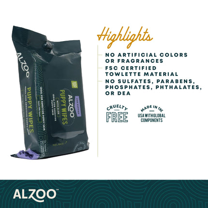 ALZOO Grooming Hypoallergenic Wipes for Dogs, 100% Plant-Based Active Ingredients, 100 Count