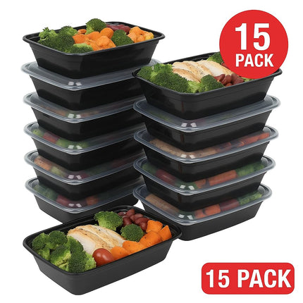 Ruthy's Outlet Meal Prep Containers W/Lids -Square Food Storage – BPA-Free| Stackable | Microwave | Freezer & Dishwasher Safe | Reusable Lunch Bento Box Portion Control & Planning (15 Pack, 16 oz)