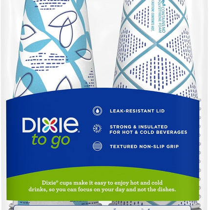 Dixie To Go Paper Coffee Cups With Lids, 12 oz, 156 ct, Disposable Insulated Paper Cups for On-The-Go Hot or Cold Beverages