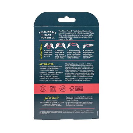 ALZOO Natural Flea & Tick Dog Collar - Helps Repel Fleas, Ticks & Mosquitoes - 100% Plant-Based Active Ingredients - Waterproof - Up to 4 Months Protection - Large-Sized Dogs: 40+ lbs - Pack of 2