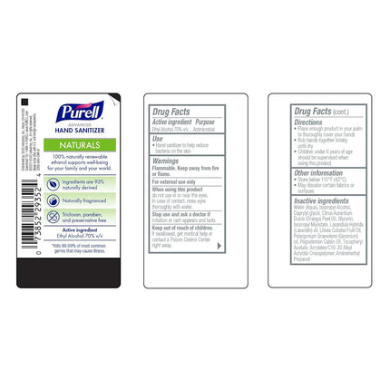 Purell ADVANCED Hand Sanitizer NATURALS (6.5 FL OZ) - Made with PLANT BASED ALCOHOL - 4 Pack (26 FL OZ) - Kills 99.9% of Germs - With Essential Oils and Skin Conditioners