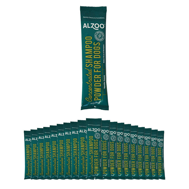 ALZOO Concentrated Shampoo Powder for Dogs, Specially Formulated for Dogs with Sensitive Skin, 100% Plant-Based Active Ingredients, Vanilla Fragrance, Pack of 2