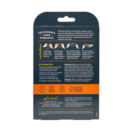 ALZOO Natural Flea & Tick Dog Collar - Helps Repel Fleas, Ticks & Mosquitoes - 100% Plant-Based Active Ingredients - Waterproof - Up to 4 Months Protection - Medium-Sized Dogs: 16-40 lbs - Single
