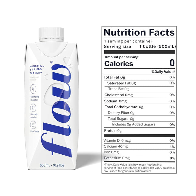 Flow Alkaline Spring Water - Refreshing Taste Of Natural Alkaline Water With Natural Electrolytes, Eco-Friendly Packaging, Non-GMO And BPA-Free. Unflavored. 12 Pack of 16.9 FL Bottles