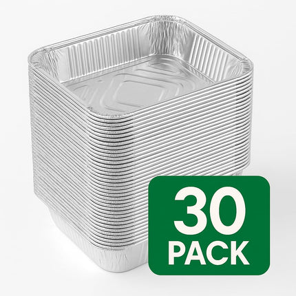 Ruthy's Outlet Disposable Aluminum Foil Pans, Half Size Steam Table Deep, 30 Pack, Silver, 2.5 Inches Deep (10 Pack)