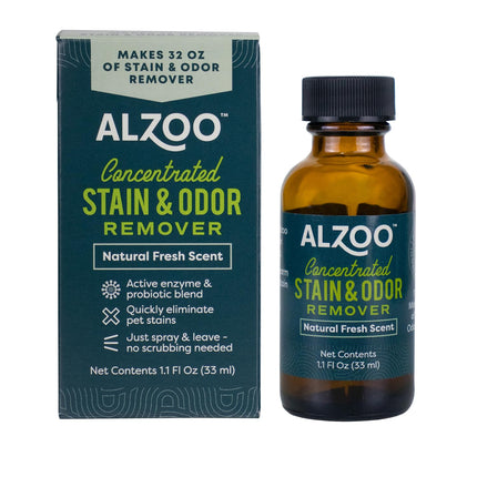 ALZOO Stain & Odor Remover, Quickly Lifts & Dissolves Pet Stains & Helps Eliminate Odors, 100% Plant-Based Active Ingredients, Lavender Vanilla Scent, 32 Fl. Oz Spray Bottle