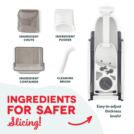 DASH Safe Slice® Mandoline Slicer, Julienne + Dicer for Vegetables, Meal Prep & More with 30+ Presets & Thickness Adjuster - Grey