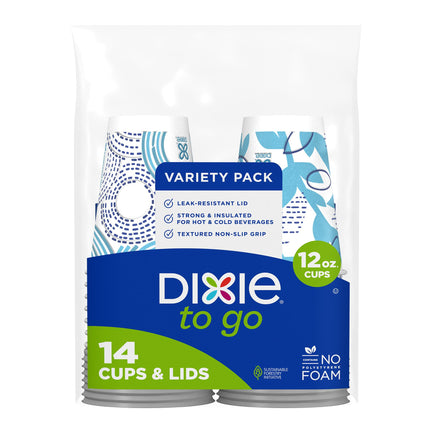 Dixie To Go Paper Coffee Cups With Lids, 12 oz, 156 ct, Disposable Insulated Paper Cups for On-The-Go Hot or Cold Beverages