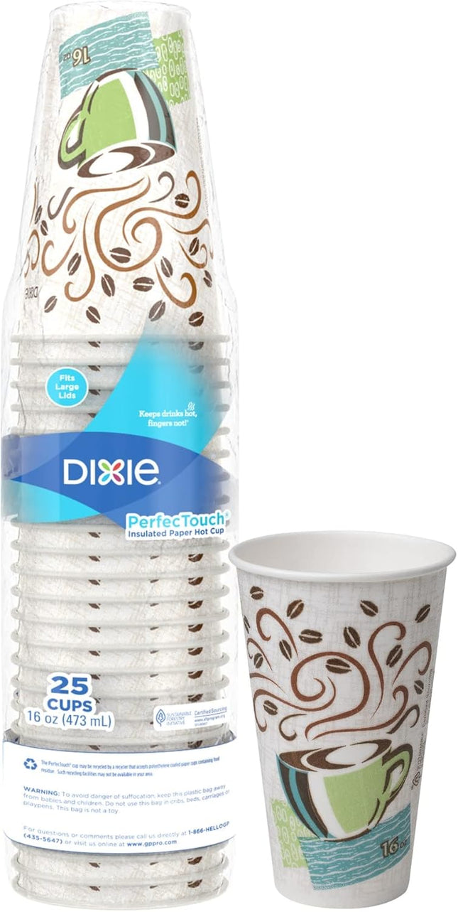 Dixie 5356DX Hot Cups Paper 16oz Coffee Dreams Design 500/Carton (DXE5356DX)