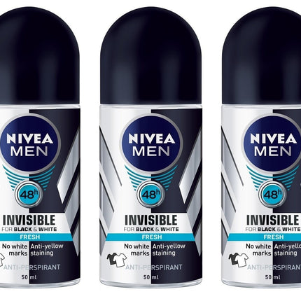 Nivea BLACK WHITE ORIGINAL, ROLL-ON – FREE ALCOHOL, ANTIPERSPIRANT DEODORANT, 48 HOURS PROTECTION, 1.7 OZ (Pack of 6), 50.0 milliliters