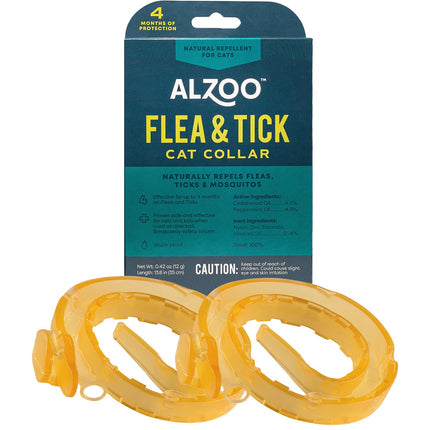 ALZOO Natural Flea & Tick Cat Collar, Helps Repel Fleas, Ticks & Mosquitoes, Plant-Based Active Ingredients, Phthalates and PVC Free, Up to 8 Months Protection, Pack of 2