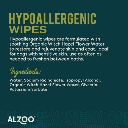 ALZOO Hypoallergenic Bundle for Dogs, Grooming Wipes and Sensitive Shampoo, 100% Plant-Based Active Ingredients, Made in USA
