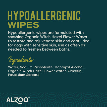 ALZOO Grooming Hypoallergenic Wipes for Dogs, 100% Plant-Based Active Ingredients, 100 Count