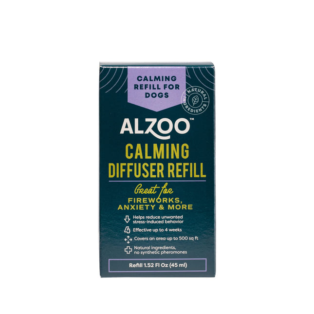 ALZOO Calming Diffuser Kit for Dogs, Includes 1 Plug-in Diffuser & 1 Refill, Helps Reduce Unwanted Stress-Induced Behavior, 100% Plant-Based Active Ingredients, Covers Up to 500 Sq. Ft, 1.52 Fl. Oz.