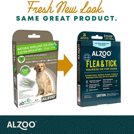 ALZOO Natural Flea & Tick Repellent Squeeze-On for Dogs and 8 Fl. Oz. Flea & Tick Repellent Spray for Dogs,Plant-Based Active Ingredients