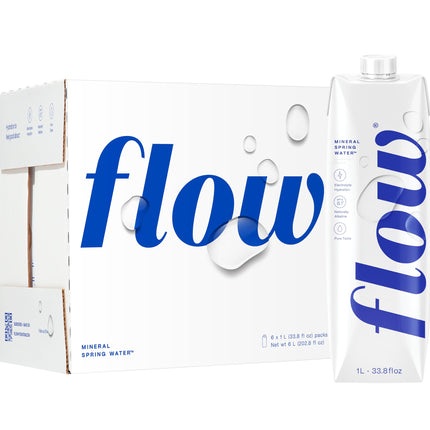 Flow Alkaline Spring Water, 100% Naturally Alkaline,1L (Pack of 6)