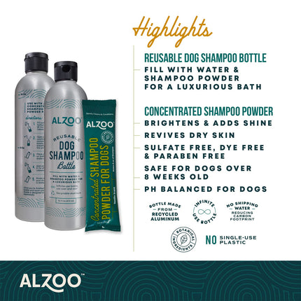 ALZOO Concentrated Shampoo Powder for Dogs, Specially Formulated for Dogs with Sensitive Skin, 100% Plant-Based Active Ingredients, Vanilla Fragrance, Pack of 2