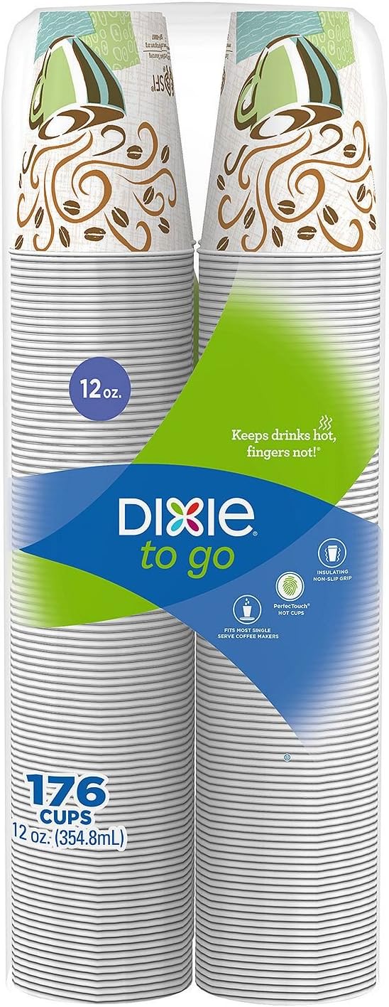 Dixie PerfecTouch Insulated Paper Cups, 12 oz, Coffee Haze, 160 Count