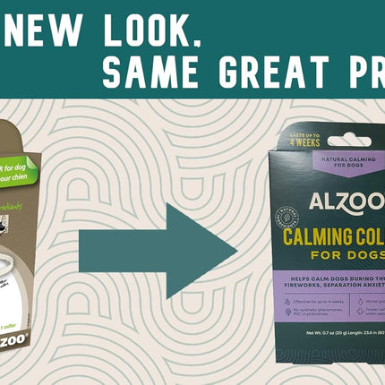 ALZOO Calming Collar for Dogs, Helps Calm Pets During Thunder, Fireworks, Separation Anxiety & More, Effective Up to 4 Weeks, 100% Plant-Based Active Ingredients
