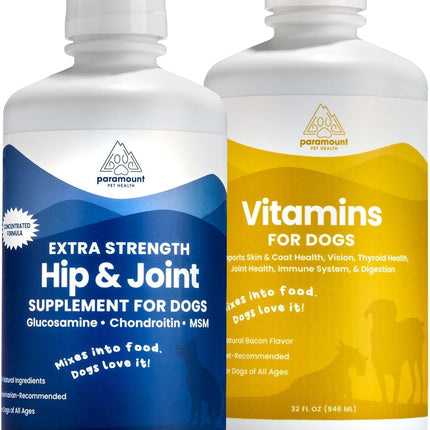 Large Dog Vitality Bundle: Liquid Glucosamine & Vitamins for Joint Health and Wellness
