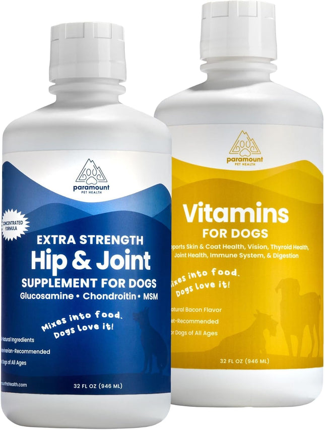 Large Dog Vitality Bundle: Liquid Glucosamine & Vitamins for Joint Health and Wellness