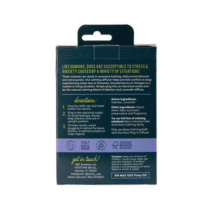 ALZOO Calming Diffuser Kit for Dogs, Includes 1 Plug-in Diffuser & 1 Refill, Helps Reduce Unwanted Stress-Induced Behavior, 100% Plant-Based Active Ingredients, Covers Up to 500 Sq. Ft, 1.52 Fl. Oz.
