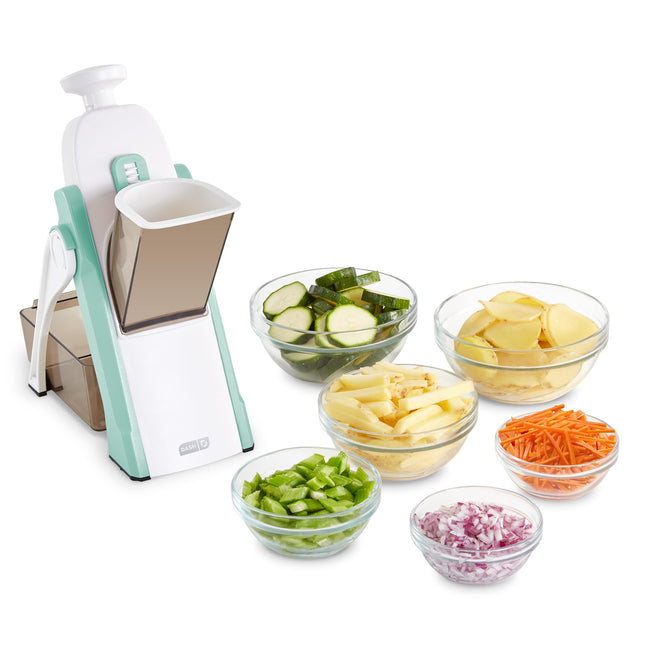 DASH Safe Slice® Mandoline Slicer, Julienne + Dicer for Vegetables, Meal Prep & More with 30+ Presets & Thickness Adjuster - Grey