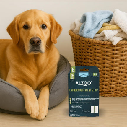 ALZOO Laundry Detergent Strips For Pet Laundry, Removes Dirt, Odors and Stains, Fragrance Free, 12 Sheets