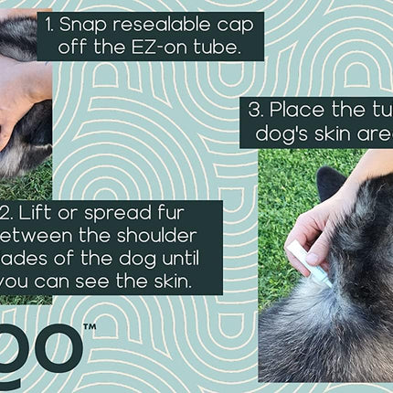 ALZOO Natural Flea & Tick Squeeze-On for Dogs, Helps Repel Fleas, Ticks & Mosquitos, Up to 3-Months Protection, Plant-Based Active Ingredients, Water-Resistant, 3 EZ-On Applicators Per Pack