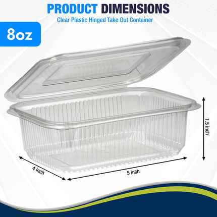 Clear Plastic Hinged Take-Out Containers – Clamshell Food Containers for Dessert, Cake, Snacks, Salads – Disposable, Leak-Resistant, Stackable – Takeout Tray with Secure Lid Closure (50 Pack, 16 oz)