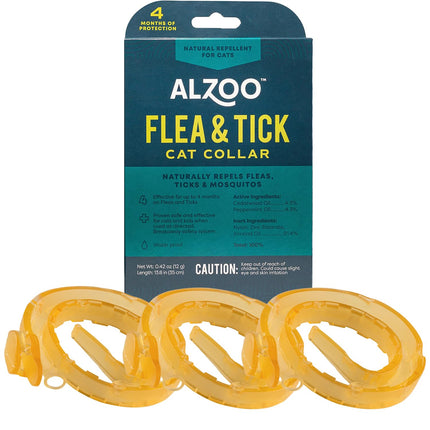 ALZOO Natural Flea & Tick Cat Collar, Helps Repel Fleas, Ticks & Mosquitoes, Plant-Based Active Ingredients, Phthalates and PVC Free, Up to 8 Months Protection, Pack of 2