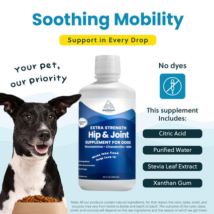 Paramount Pet Health Liquid Glucosamine for Dogs, Hip & Joint Supplement with Chondroitin & MSM, 32 oz Mobility Support for Large Dogs, Human-Grade Joint Care Made in GMP & FDA Registered Facility