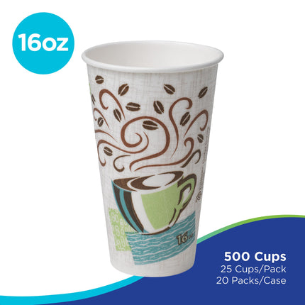 Dixie PerfecTouch 12 oz Paper Coffee Cups By GP PRO, Coffee Haze Design, 500 Count (25 Disposable Cups Per Sleeve, 20 Sleeves Per Case), 5342DX