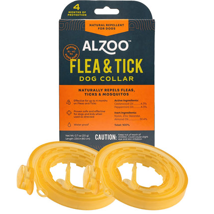 ALZOO Natural Flea & Tick Dog Collar - Helps Repel Fleas, Ticks & Mosquitoes - 100% Plant-Based Active Ingredients - Waterproof - Up to 4 Months Protection - Medium-Sized Dogs: 16-40 lbs - Single