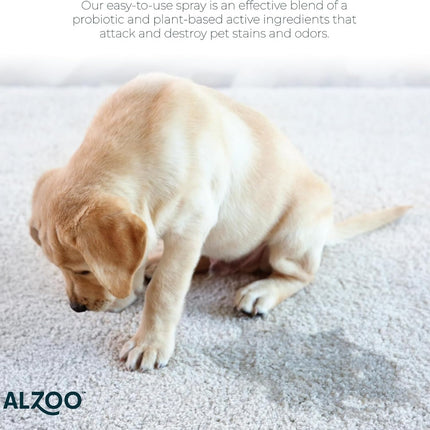 ALZOO Stain & Odor Remover, Quickly Lifts & Dissolves Pet Stains & Helps Eliminate Odors, 100% Plant-Based Active Ingredients, Lavender Vanilla Scent, 32 Fl. Oz Spray Bottle
