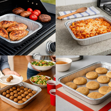 Ruthy's Outlet Disposable Aluminum Foil Pans, Half Size Steam Table Deep, 30 Pack, Silver, 2.5 Inches Deep (10 Pack)