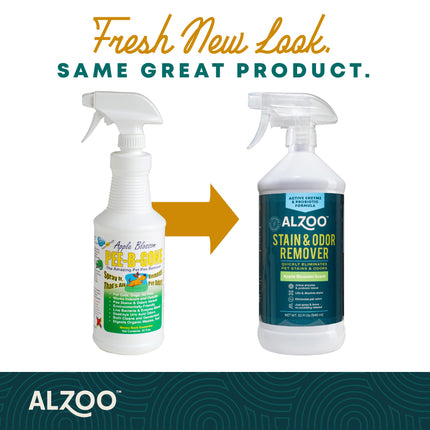ALZOO Stain & Odor Remover, Quickly Lifts & Dissolves Pet Stains & Helps Eliminate Odors, 100% Plant-Based Active Ingredients, Lavender Vanilla Scent, 32 Fl. Oz Spray Bottle