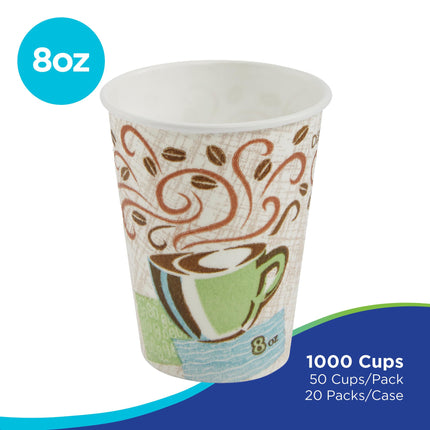 Dixie PerfecTouch 12 oz Paper Coffee Cups By GP PRO, Coffee Haze Design, 500 Count (25 Disposable Cups Per Sleeve, 20 Sleeves Per Case), 5342DX