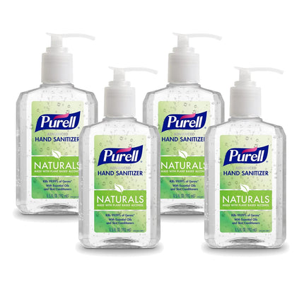 Purell ADVANCED Hand Sanitizer NATURALS (6.5 FL OZ) - Made with PLANT BASED ALCOHOL - 4 Pack (26 FL OZ) - Kills 99.9% of Germs - With Essential Oils and Skin Conditioners