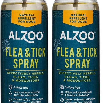 ALZOO Natural Flea and Tick Repellent Spray for Dogs, Effectively Repels Fleas, Ticks & Mosquitos, Plant-Based Active Ingredients, Sulfate-Free, 8 Fl. Oz.