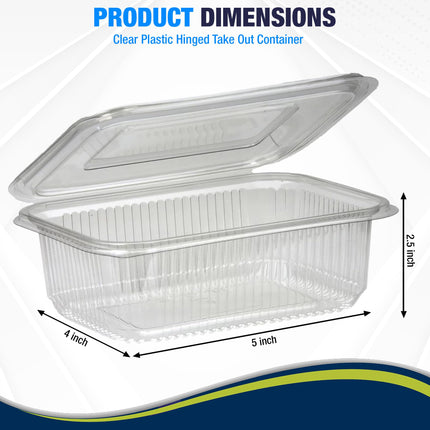 Clear Plastic Hinged Take-Out Containers – Clamshell Food Containers for Dessert, Cake, Snacks, Salads – Disposable, Leak-Resistant, Stackable – Takeout Tray with Secure Lid Closure (50 Pack, 16 oz)