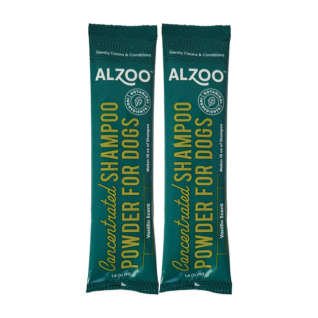ALZOO Concentrated Shampoo Powder for Dogs, Specially Formulated for Dogs with Sensitive Skin, 100% Plant-Based Active Ingredients, Vanilla Fragrance, Pack of 2